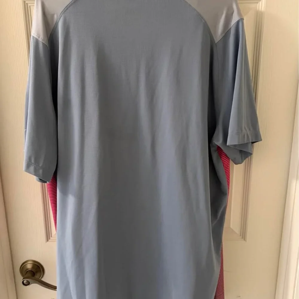Nike Golf Tour Performance Dri-Fit Polo Shirt PinkGray Striped Geometric Mens XL